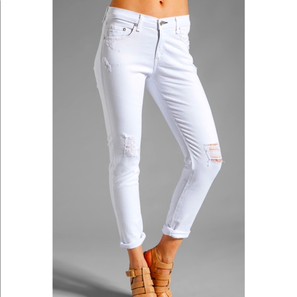 RAG & BONE WHITE DISTRESSED JEANS